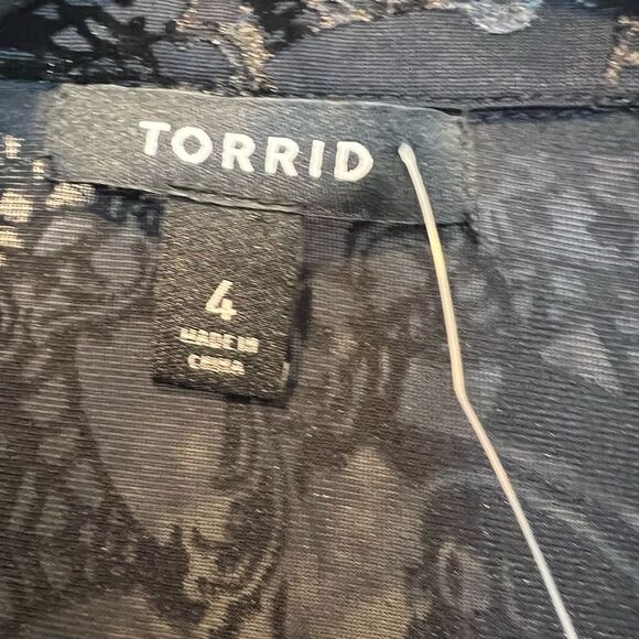 NWT Torrid Black Velvet Burnout Kimono Skeleton Damask Print Duster 4X 26 - Picture 9 of 13